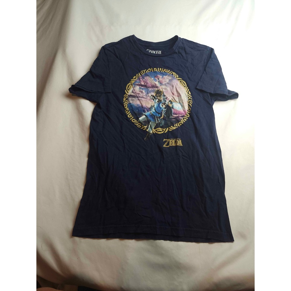 The Legend of Zelda Tears of the Kingdom Navy Graphic T-Shirt Mens Small Hybrid
